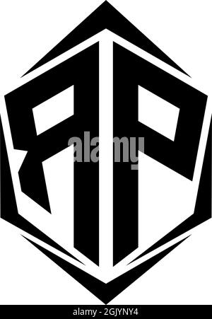 Ursprüngliches RP-Logo im Shield-Stil, Logo-Business-Branding. Stock Vektor