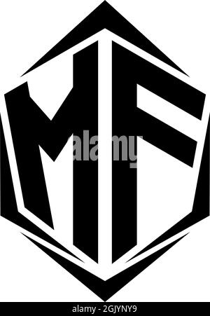 Anfängliches MF-Logo im Shield-Stil, Logo-Business-Branding. Stock Vektor