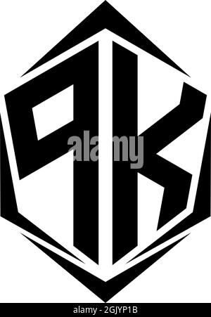 Ursprüngliches PK-Logo mit Shield-Stil, Logo-Business-Branding. Stock Vektor
