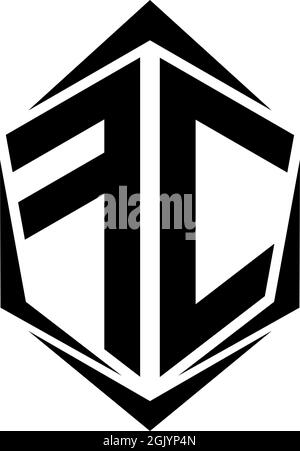 Anfängliches FC-Logo im Shield-Stil, Logo-Branding für Unternehmen. Stock Vektor