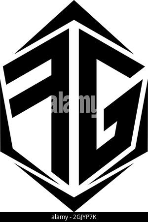 Ursprüngliches FG-Logo im Shield-Stil, Logo-Branding für Unternehmen. Stock Vektor