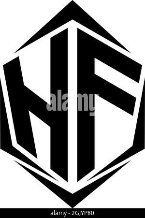 Anfängliches HF-Logo im Shield-Stil, Logo-Branding für Unternehmen. Stock Vektor