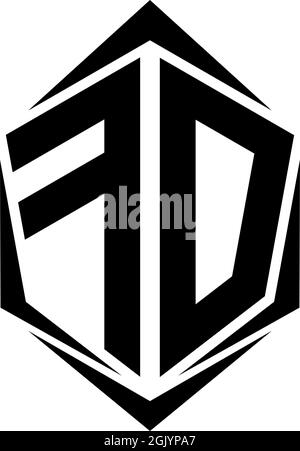 Erstes FD-Logo-Design im Shield-Stil, Logo-Business-Branding. Stock Vektor