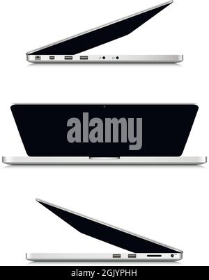Bildschirm mit geöffnetem und geschlossenem Laptop Stock Vektor