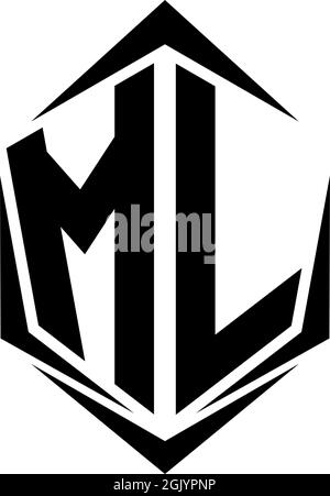 Initial ML Logo Design mit Shield Stil, Logo Business Branding. Stock Vektor