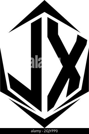 Anfängliches LX-Logo im Shield-Stil, Logo-Branding für Unternehmen. Stock Vektor