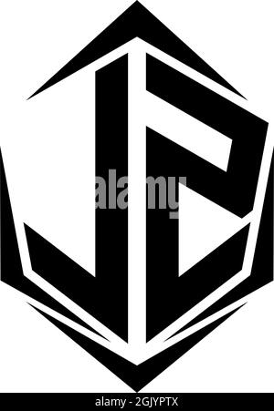 Anfängliches LZ-Logo im Shield-Stil, Logo-Business-Branding. Stock Vektor