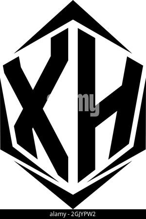 Ursprüngliches XH-Logo im Shield-Stil, Logo-Business-Branding. Stock Vektor