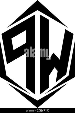 Anfängliches PW-Logo im Shield-Stil, Logo-Branding für Unternehmen. Stock Vektor