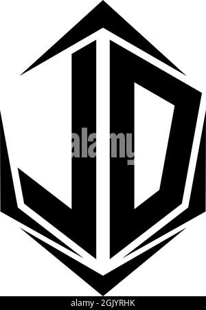 Ursprüngliches LD-Logo im Shield-Stil, Logo-Branding für Unternehmen. Stock Vektor