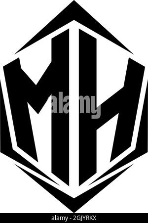 Ursprüngliches MH-Logo im Shield-Stil, Logo-Business-Branding. Stock Vektor