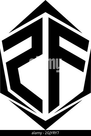 Anfängliches ZF-Logo-Design mit Shield-Stil, Logo-Business-Branding. Stock Vektor