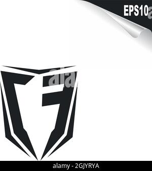 Erstes CF-Logo-Design mit Shield-Stil, Logo-Business-Branding. Stock Vektor