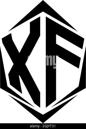 Anfängliches XF-Logo im Shield-Stil, Logo-Branding für Unternehmen. Stock Vektor