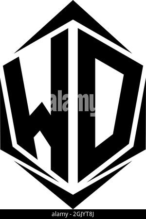 Anfängliches WD-Logo im Shield-Stil, Logo-Branding für Unternehmen. Stock Vektor