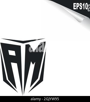 Ursprüngliches AM-Logo im Shield-Stil, Logo-Business-Branding. Stock Vektor
