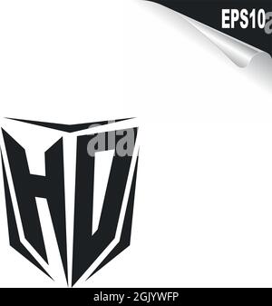 Anfängliches HD-Logo im Shield-Stil, Logo-Branding für Unternehmen. Stock Vektor