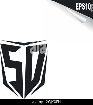 Ursprüngliches SD-Logo im Shield-Stil, Logo-Branding für Unternehmen. Stock Vektor