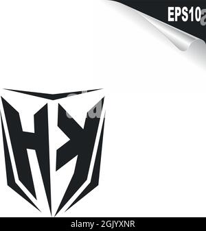 Ursprüngliches HK-Logo im Shield-Stil, Logo-Unternehmensbranding. Stock Vektor