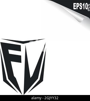 Anfängliches FV-Logo im Shield-Stil, Logo-Branding für Unternehmen. Stock Vektor