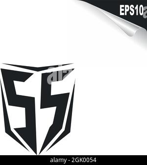 Anfängliches SS-Logo im Shield-Stil, Logo-Branding für Unternehmen. Stock Vektor