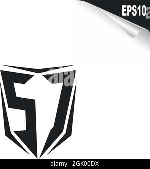 Anfängliches SC-Logo im Shield-Stil, Logo-Business-Branding. Stock Vektor