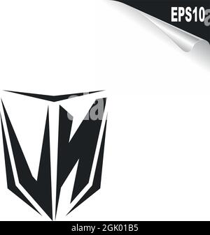 Ursprüngliches VN-Logo im Shield-Stil, Logo-Business-Branding. Stock Vektor