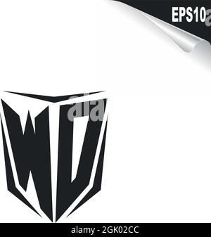 Anfängliches WD-Logo im Shield-Stil, Logo-Branding für Unternehmen. Stock Vektor