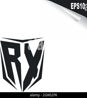 Ursprüngliches RX-Logo-Design mit Shield-Stil, Logo-Business-Branding. Stock Vektor