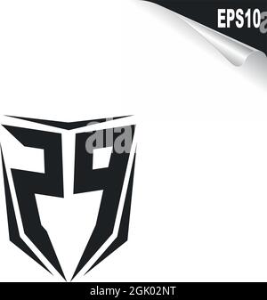 Anfängliches ZP-Logo im Shield-Stil, Logo-Business-Branding. Stock Vektor