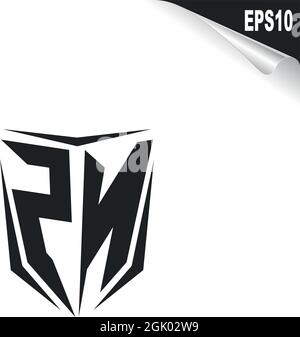 Anfängliches ZN-Logo im Shield-Stil, Logo-Business-Branding. Stock Vektor