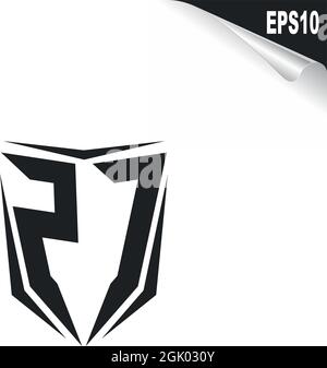 Anfängliches ZC-Logo im Shield-Stil, Logo-Business-Branding. Stock Vektor