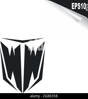 Ursprüngliches WW-Logo im Shield-Stil, Logo-Branding für Unternehmen. Stock Vektor
