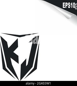 Ursprüngliches KJ-Logo im Shield-Stil, Logo-Business-Branding. Stock Vektor