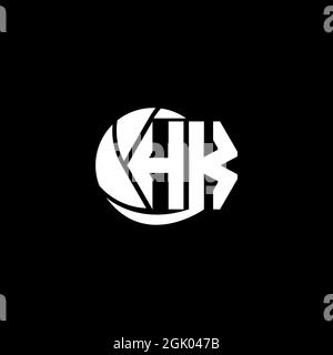 Anfängliches HK-Logo im geometrischen und kreisartigen Stil, Logo-Business-Branding. Stock Vektor