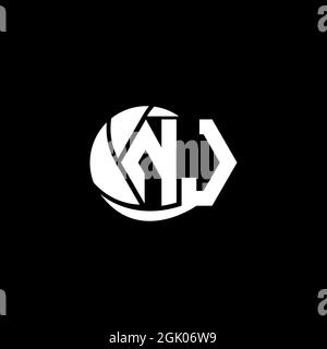 Anfängliches NJ-Logo im geometrischen und kreisartigen Stil, Logo-Branding für Unternehmen. Stock Vektor