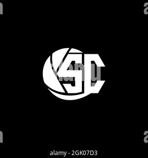 Anfängliches SC-Logo im geometrischen und Kreisstil, Logo-Branding für Unternehmen. Stock Vektor