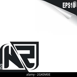 Ursprüngliches NZ-Logo mit Shape-Stil, Logo-Business-Branding. Stock Vektor