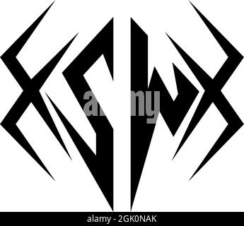 Anfängliches SW-Logo-Design mit Cool-Style und Logo-Business-Branding. Stock Vektor
