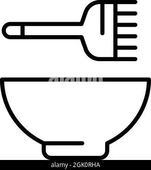 Kosmetische Haarfärbung Symbol Umriss Vektor. Bürstenkopf. Pflegewerkzeug Stock Vektor