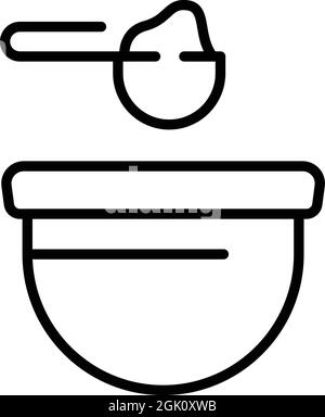 Haarfärbepulver Symbol Umriss Vektor. Kosmetikschüssel. Pinselfarbe Stock Vektor