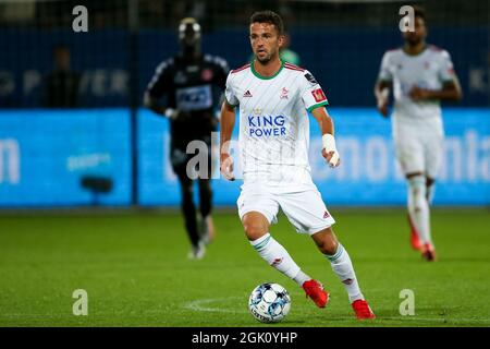 LEUVEN, BELGIEN - 12. SEPTEMBER: Siebe Schrijvers von OH Leuven während des Jupiler Pro League-Spiels zwischen KV Kortrijk und Zulte Waregem am 12. September 2021 im King Power-Stadion von Den Dreef in Leuven, Belgien (Foto: Perry van de Leuvert/Orange Picts) Stockfoto