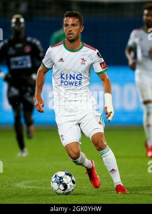 LEUVEN, BELGIEN - 12. SEPTEMBER: Siebe Schrijvers von OH Leuven während des Jupiler Pro League-Spiels zwischen KV Kortrijk und Zulte Waregem am 12. September 2021 im King Power-Stadion von Den Dreef in Leuven, Belgien (Foto: Perry van de Leuvert/Orange Picts) Stockfoto