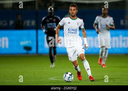 LEUVEN, BELGIEN - 12. SEPTEMBER: Siebe Schrijvers von OH Leuven während des Jupiler Pro League-Spiels zwischen KV Kortrijk und Zulte Waregem am 12. September 2021 im King Power-Stadion von Den Dreef in Leuven, Belgien (Foto: Perry van de Leuvert/Orange Picts) Stockfoto