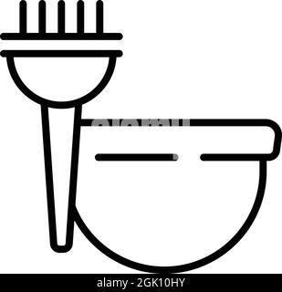 Haarfärbewerkzeuge Symbol Umrissvektor. Bowl-Bürste. Stylisten-Tool Stock Vektor