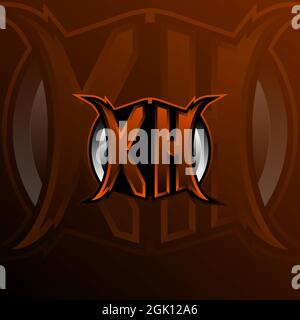 XH Logo Letter Design in Orange Farbe, Logo für Spiele, eSport, erste Spiele, Community oder Unternehmen. Stock Vektor