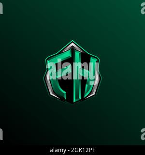 Anfängliches FH-Logo-Design, anfängliches FH-Logo-Design mit Circle-Stil, Logo für Spiele, Esport, Community oder Business. Stock Vektor