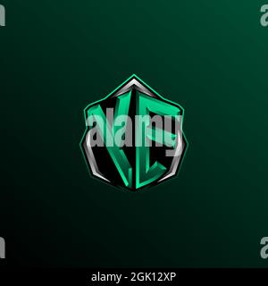 Ursprüngliches YE-Logo-Design, anfängliches YE-Logo-Design im Shield-Stil, Logo für Spiele, eSport, Community oder Unternehmen. Stock Vektor