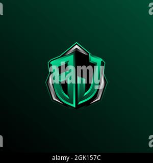 Ursprüngliches BJ-Logo-Design, anfängliches BJ-Logo-Design mit Circle-Stil, Logo für Spiele, eSport, Community oder Unternehmen. Stock Vektor