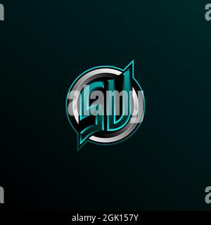 Anfängliches SU-Logo, anfängliches SV-Logo im Circle-Stil, Logo für Spiele, eSport, Community oder Unternehmen. Stock Vektor